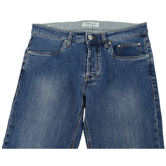 SIVIGLIA Mens Blue Slim Fit Tapered 5-Pocket Cotton Stretch Jeans 34 Italy NWT - Picture 2 of 4